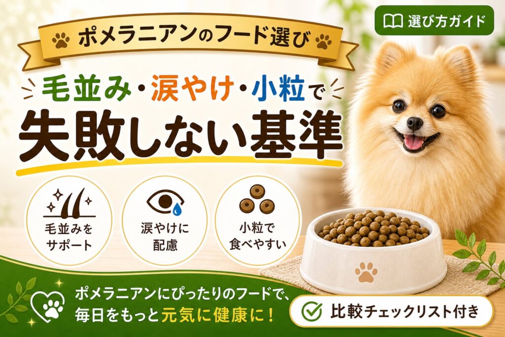 ポメラニアンにおすすめのドッグフード｜毛並み・涙やけ・小粒で比較