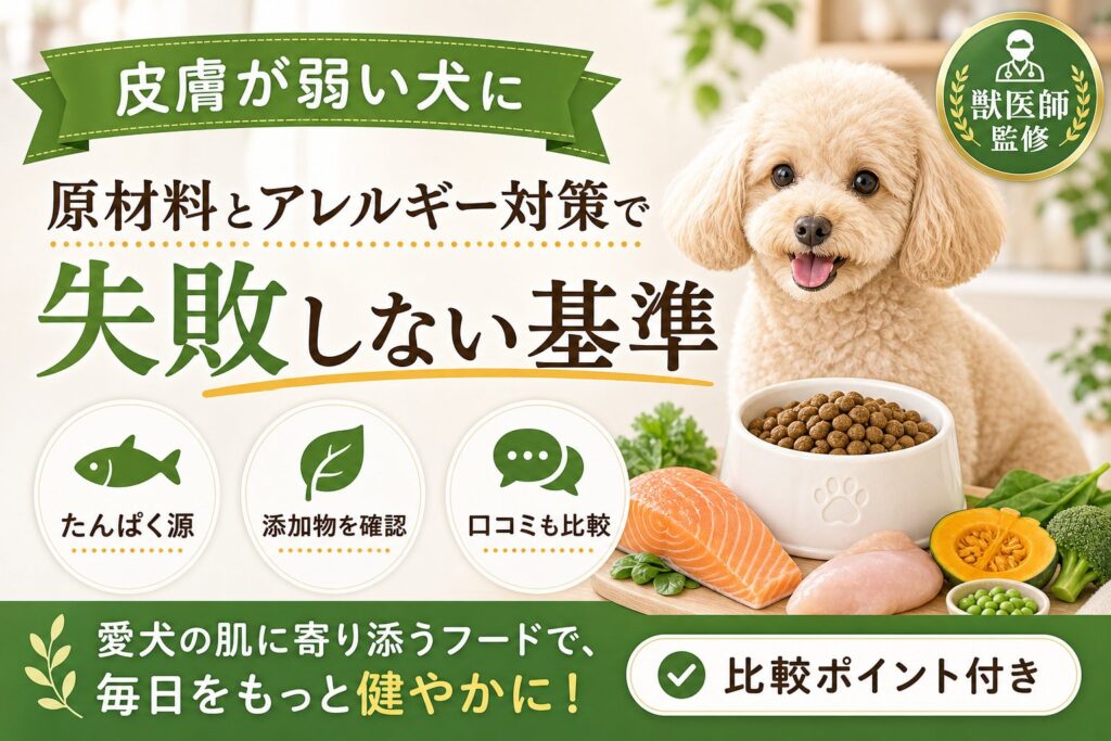 皮膚が弱い犬に合うドッグフード｜原材料とアレルギー対策で比較